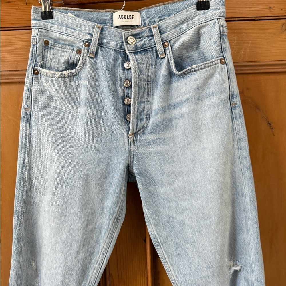 Agolde Jamie High Rise Classic Light Blue Jeans - Picture 3 of 13